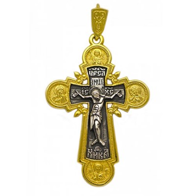 Крест нательный мужской серебро с позолотой 28443