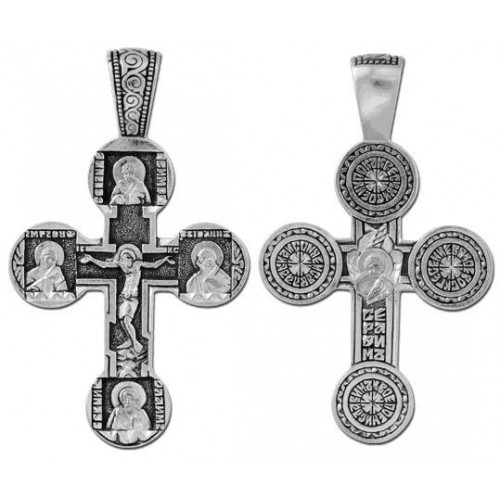 Крестик со святыми Евангелистами серебряный