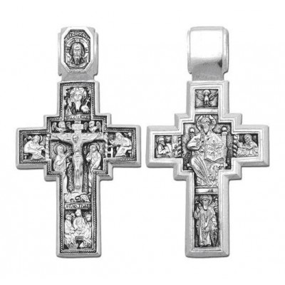 Большой серебряный крест мужской со святыми 29124