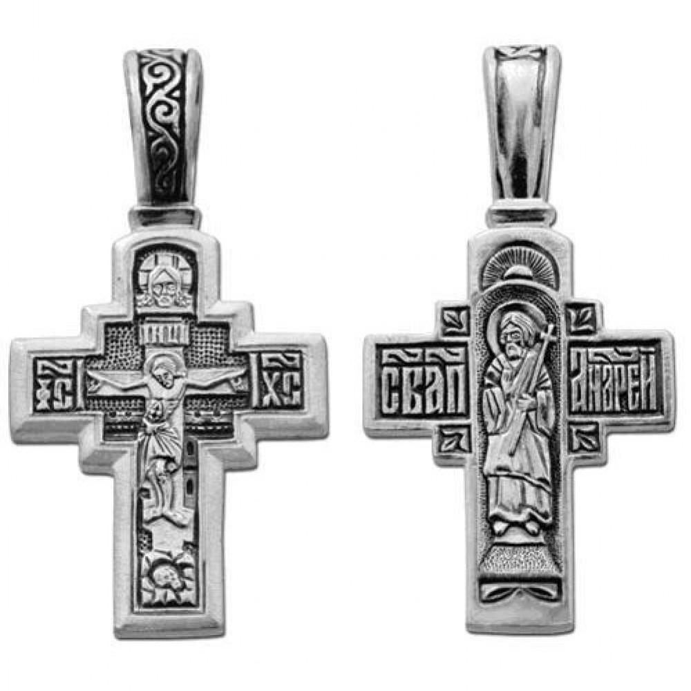 Купить мужской православный крест. Нательный крест Андрея Первозванного. Крест мужской из черненого серебра.