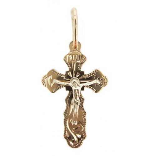 Женский золотой крестик православный подвеска на шею 30337