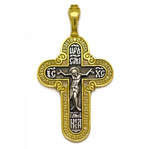 Крест серебряный с позолотой нательный 34568