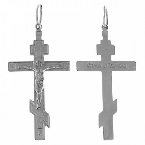 Крест нательный православный прямой из серебра