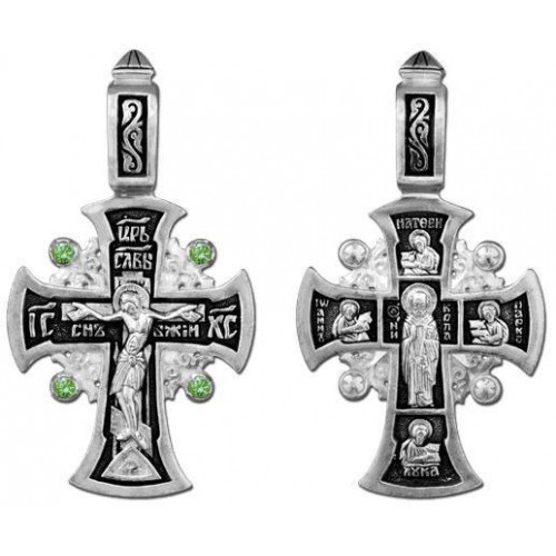 Нательный крест серебро 4 Евангелиста святой Николай