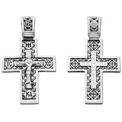 Прямой серебряный крестик православный 36043