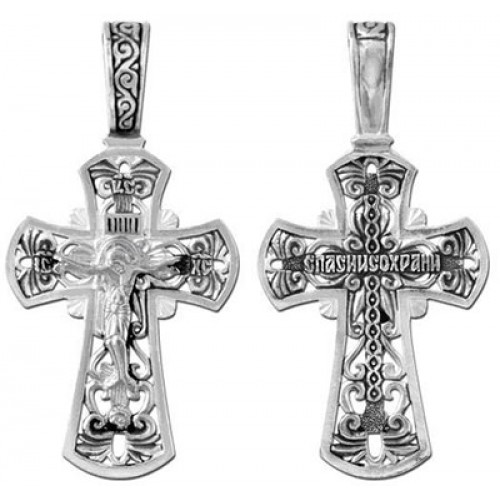 Православный серебряный крестик на крестины