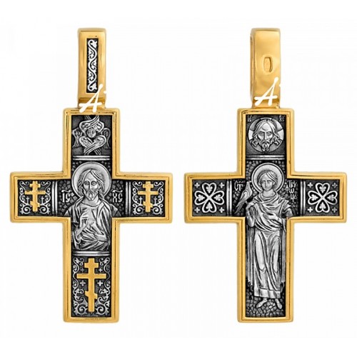 Серебряный крест без Распятия с иконой Вседержителя и святого Трифона 36557
