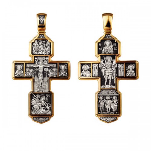 Крест мужской серебряный Троица Георгий Михаил Александр 38863