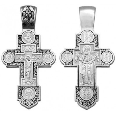 Крест с клеймами серебряный Покрова Богородицы Николай 39380