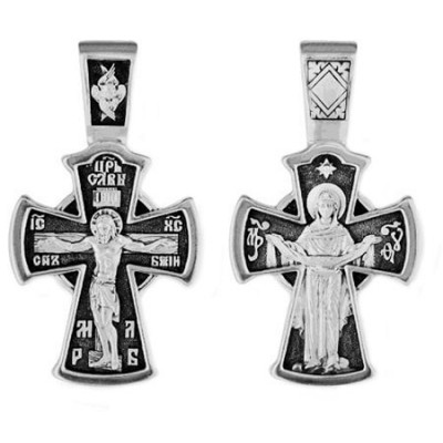 Крестик серебряный нательный Покров Богородице 39827