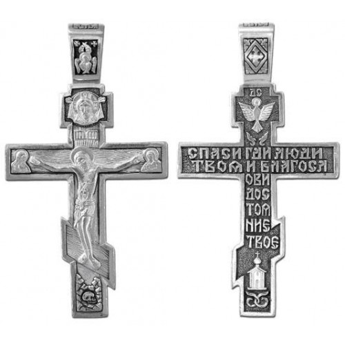 Крест серебряный мужской прямой восьмиконечный 40040