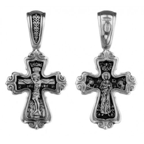 Крестик серебряный нательный Богородица 40283