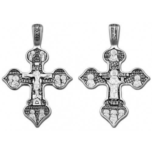 Мужской серебряный крест Николай и Три святителя 40333