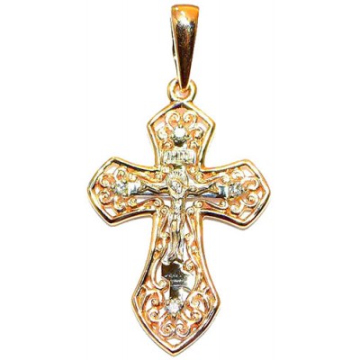 Крестик золотой нательный православный с бриллиантами 40945