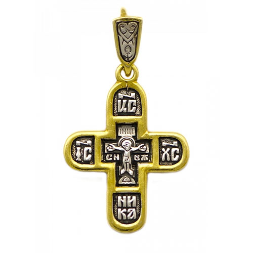 Крест нательный серебряный с позолотой 41408