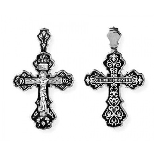 Серебряный крест православный с молитвой