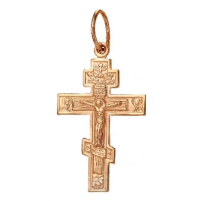 Нательный крест мужской православный из золота прямой 45489