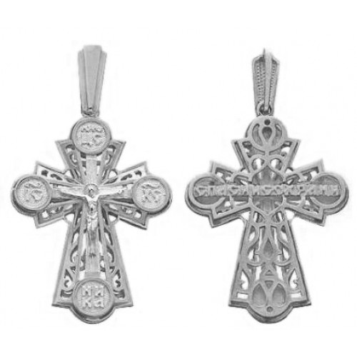 Крест мужской серебряный двойной