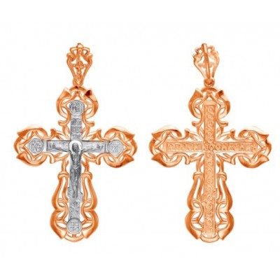 Серебряный крестик женский серебро с позолотой нательный 46492
