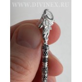 Серебряная ложечка (размер 12 см) Виноградная лоза и Ангелочек чернение надпись, арт. 47732