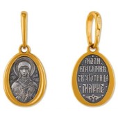 Позолоченная подвеска Мария Магдалина (размер овала 13х10 мм) с молитвой иконка на крестины нательная, арт. 327746