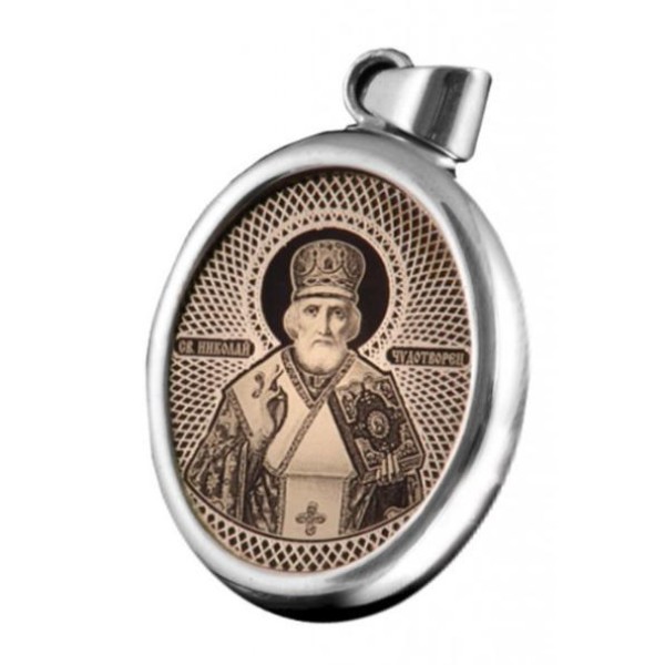 Серебряная подвеска Николай Чудотворец