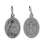 Серебряная подвеска Валентина иконка на цепочку (размер овала 16х12 мм) беленькая без покрытия, арт. 327922