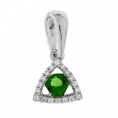 Серебряная треугольная подвеска с зеленым фианитом, арт. 339918