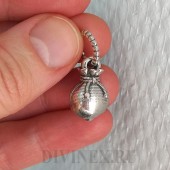 Серебряная подвеска Мешок с деньгами и молитва Николаю Чудотворцу кулон две створки на цепочку, арт. 341873