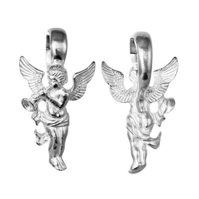 Серебряная подвеска Ангела с дудочкой и крыльями 342953