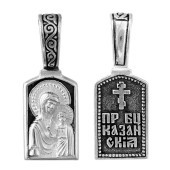 Серебряная подвеска Казанская Божия Матерь (размер 23х10 мм), арт. 345196
