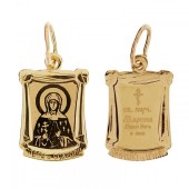 Золотая подвеска святая Марина иконка с молитвой, арт. 344984