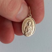 Золотая подвеска Целитель Пантелеимон