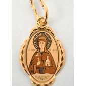 Серебряная подвеска с золотом иконка Ольга с надписью, арт. 39000