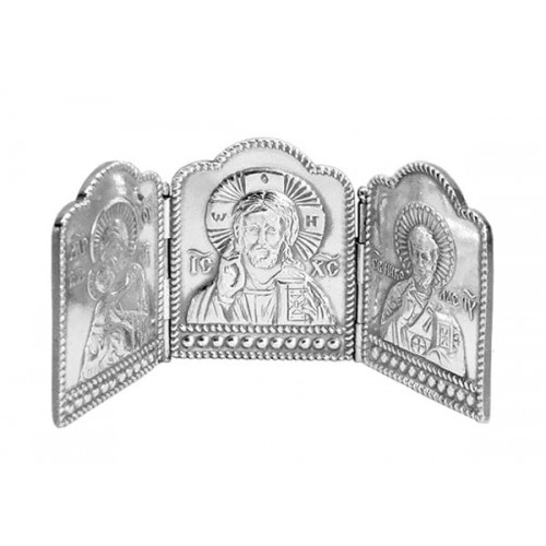 Икона серебряная складень трехстворчатый