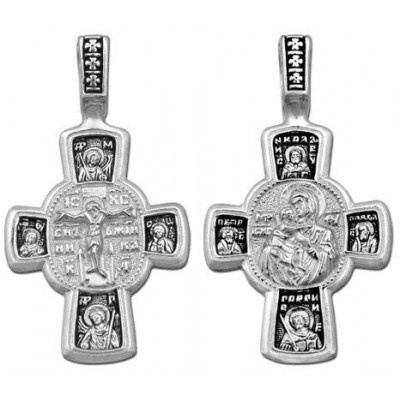 Крестик серебряный нательный с иконой Владимирская 39373