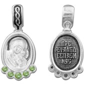 Серебряная нательная иконка Казанская 38350 с фианитами