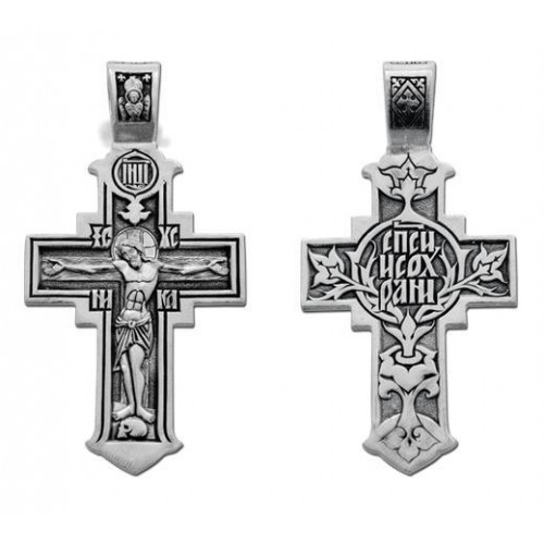 Крест серебряный православный Древо жизни 43213