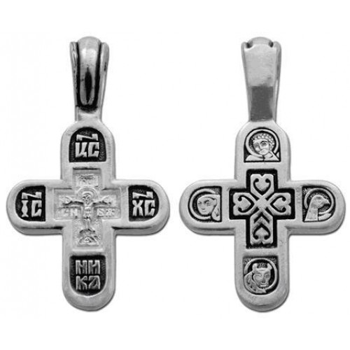 Маленький серебряный крестик на шею 4 Евангелиста 38150