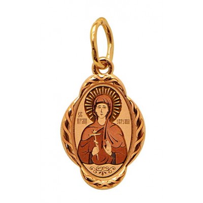 Золотая подвеска Евгения святая нательная икона из золота 32471