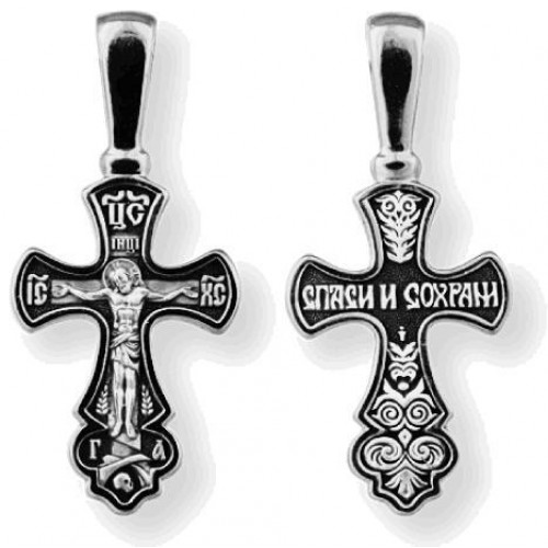 Серебряный нательный крестик православный 39871