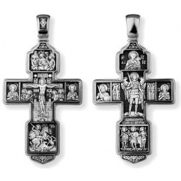 Крест мужской серебряный Троица Георгий Михаил Александр 39872