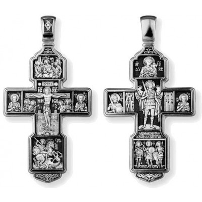 Крест мужской серебряный Троица Георгий Михаил Александр 39872