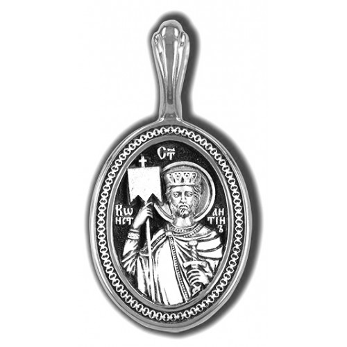 Нательная икона святой Константин из серебра 47367