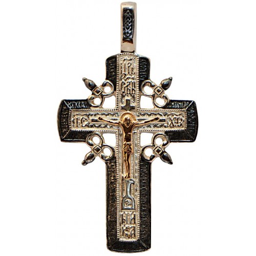 Серебряный крестик с золотом 30554