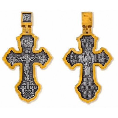 Серебряный крестик с позолотой 30525