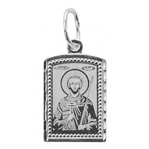 Подвеска серебряная мужская иконка святой Иоанн Воин (Иван) 40832