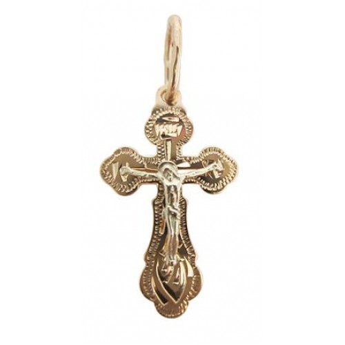 Крестик на крестины православный в подарок серебро с позолотой 26255