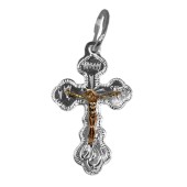 Серебряный крестик с золотым распятием 34748