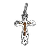 Серебряный крест нательный с золотым распятием арт. 35208